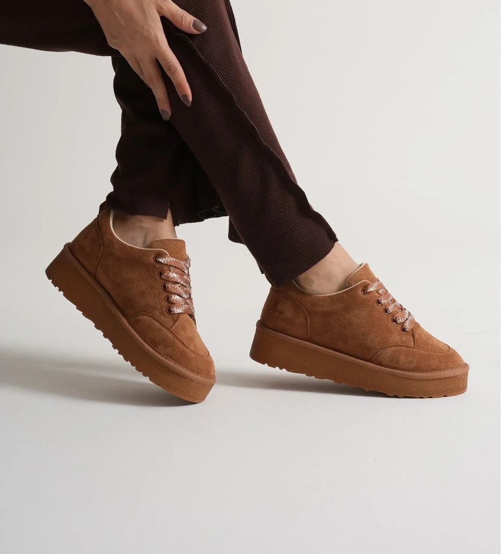 Kadın Taba Kalın Poli Taban Bağcıklı Günlük Ayakkabı