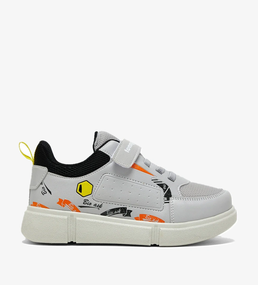 Çocuk Unisex Gri Rahat Kalıp Cırtlı Ayakkabı