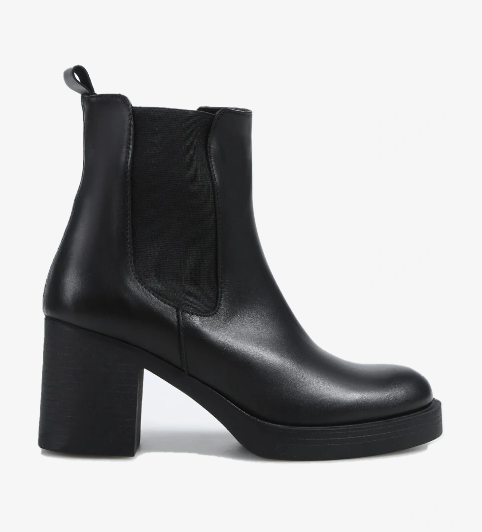 Siyah Kadın Deri Topuklu Bot D-ELAIN