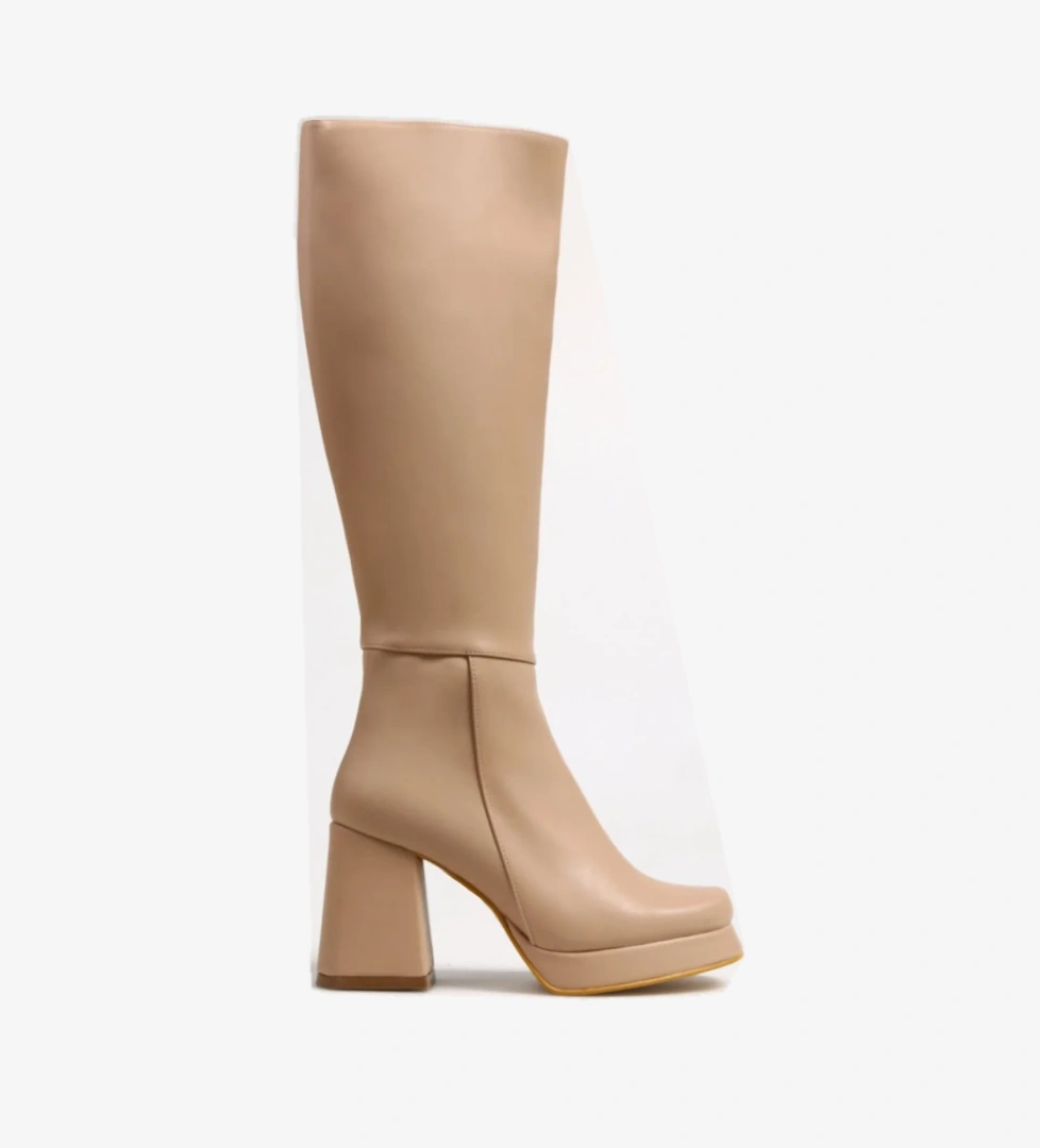Fabrika Bej Kadın Topuklu Çizme PARMA model görseli