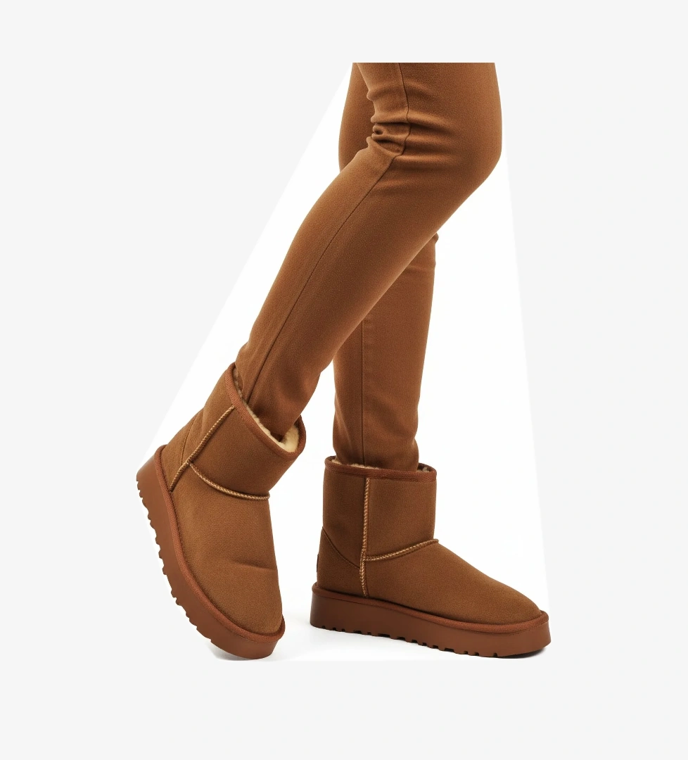 Taba Süet İçi Kürklü Soğuğa Dirençli Kaymaz Kadın Bot 696081 Z