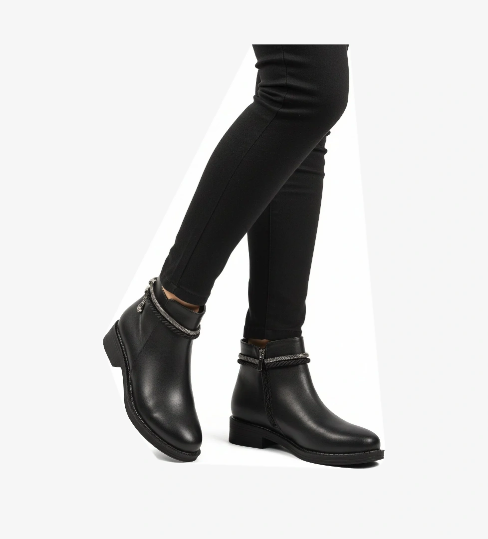 Siyah Cilt Fermuarlı Kaymaz Bot 325126 Z