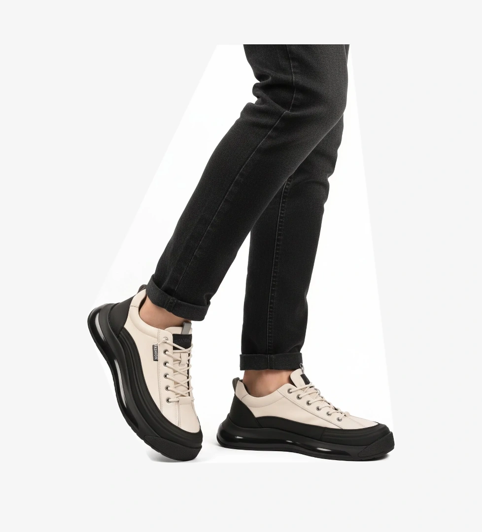 Beyaz Hakiki Deri Erkek Casual Ayakkabı 24K500-1 M