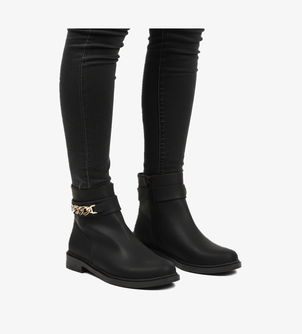 Siyah Zümrüt İçi Kürklü Fermuarlı Kaymaz Kadın Bot 636182 Z