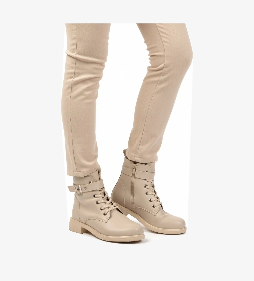 Bej Cilt Kaymaz İçi Polarlı Fermuarlı Kadın Bot 209151 Z - Görsel 1