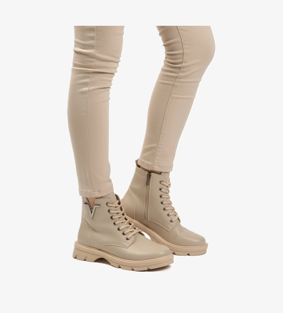 Bej Cilt Bağcıklı Fermuarlı Polarlı Kaymaz Kadın Bot 351071 Z