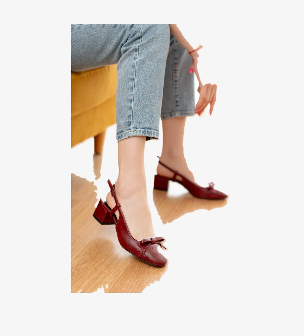 Divolya Livay Fiyonklu (4 Cm) Yuvarlak Burunlu Günlük Kullanım Topuklu Ayakkabı model görseli