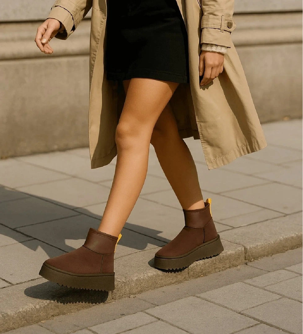 Slavia Kahverengi (4.5 CM) İçi Kürklü Streçli Günlük Kullanım Bot - Görsel 1