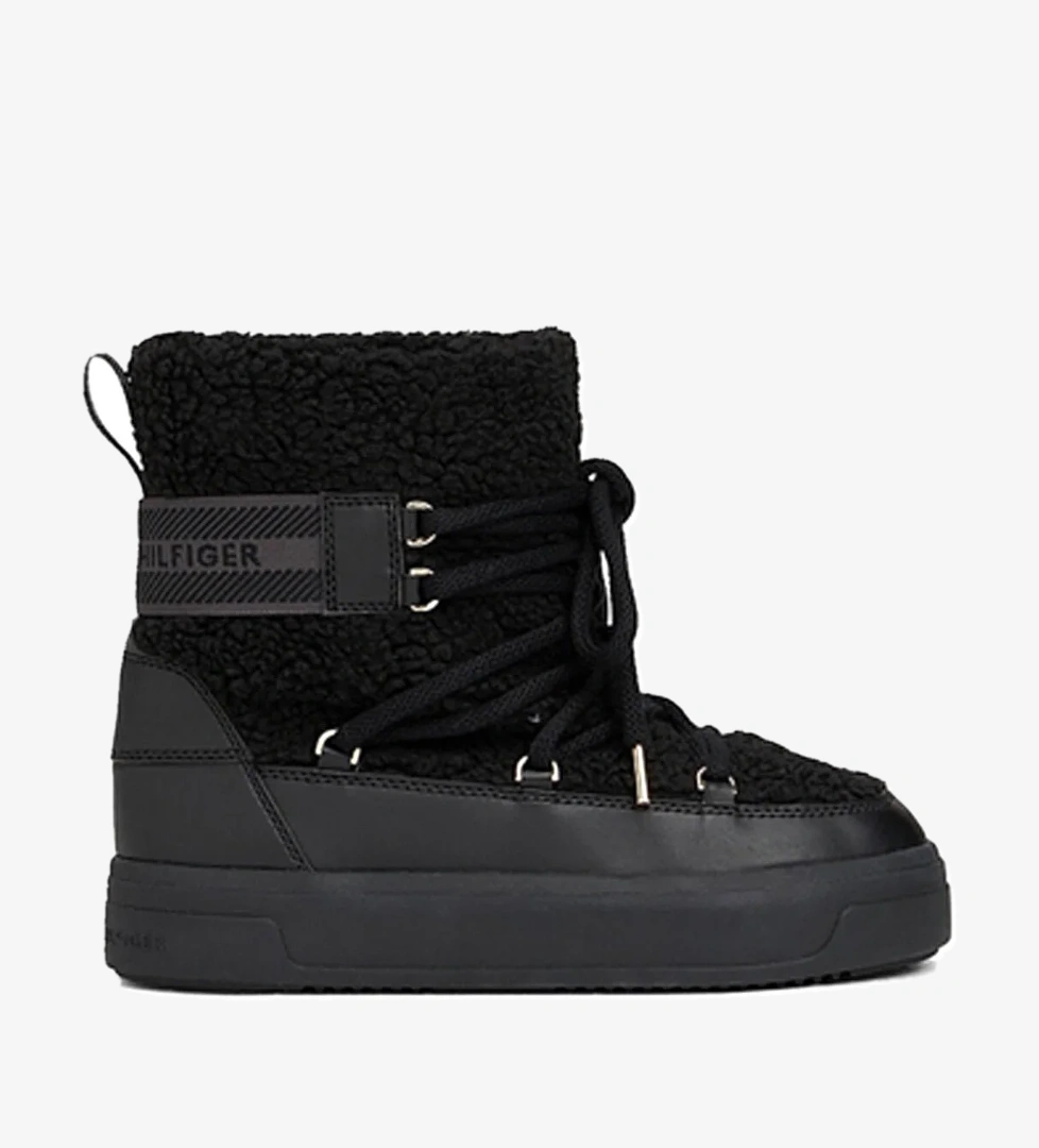 Tommy Hilfiger FAUX SHEARLING SNOWBOOT Siyah Kadın Kar Botu
