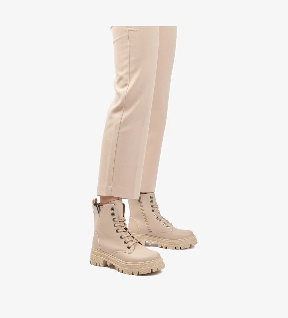 Aspor Bej Bağcıklı Fermuarlı Kadın Worker Bot