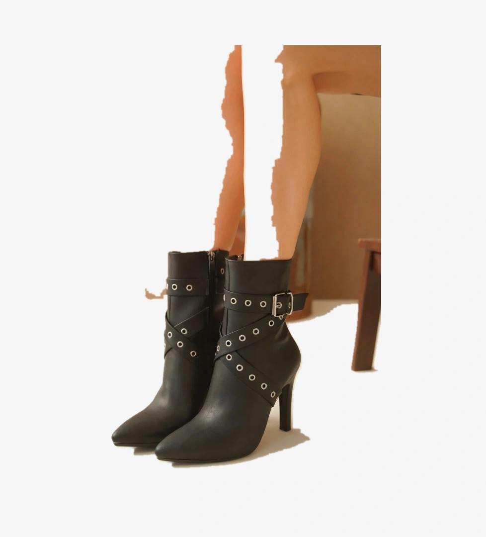 Siyah Kadın Topuklu Bot