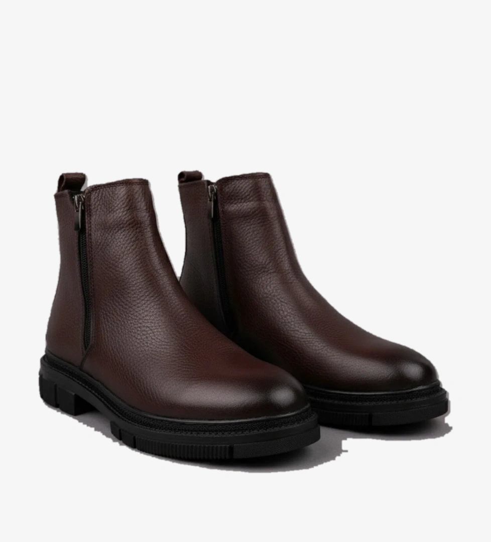 CHELSEY Hakiki Deri Çift Fermuarlı Erkek Kışlık Bot