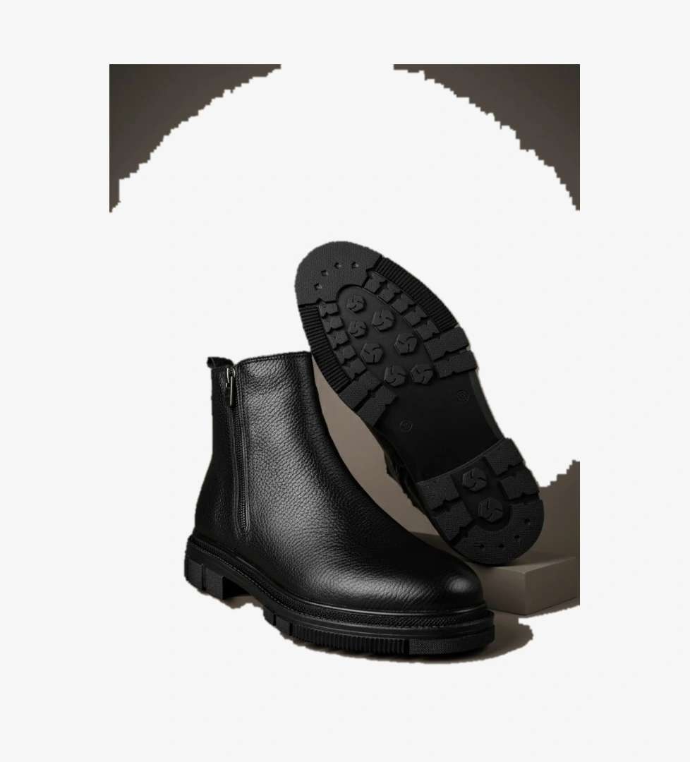 CHELSEY Hakiki Deri Çift Fermuarlı Erkek Kışlık Bot