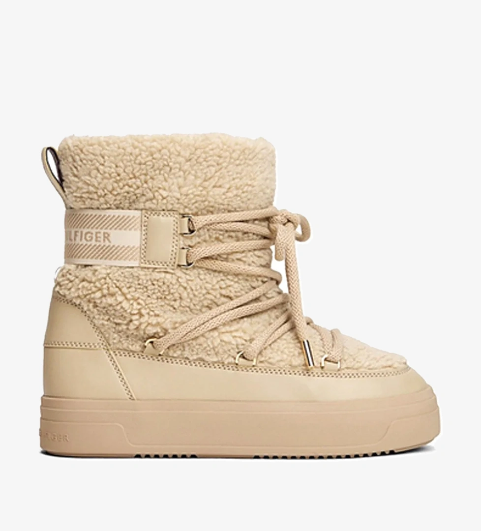 Tommy Hilfiger Tommy Hilfiger Faux Shearling Snowboot Bej Kadın Kar Botu model görseli