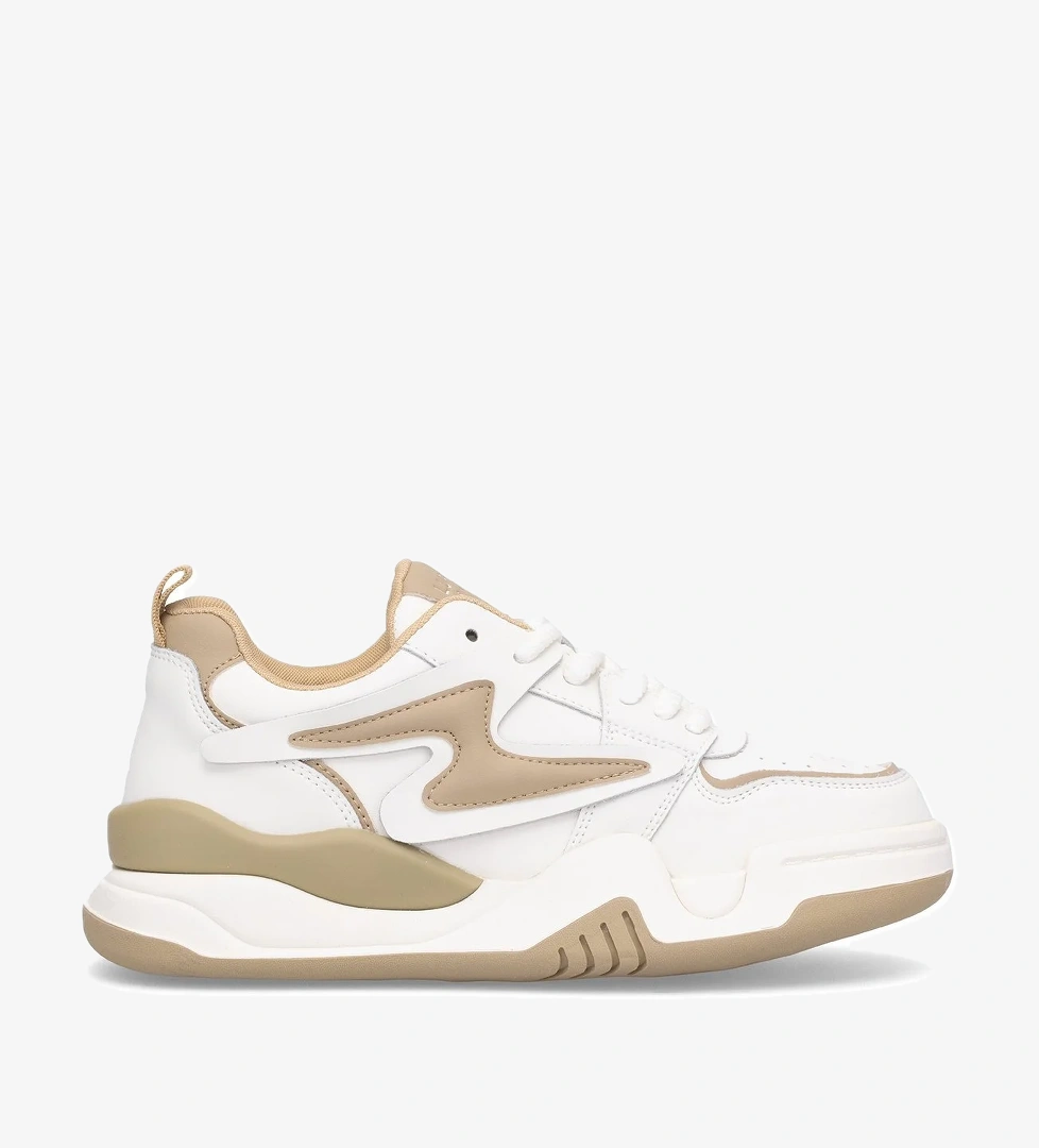 121230051 Maya 25K Kadın Hakiki Deri Klasik Sneaker Bej - Görsel 1