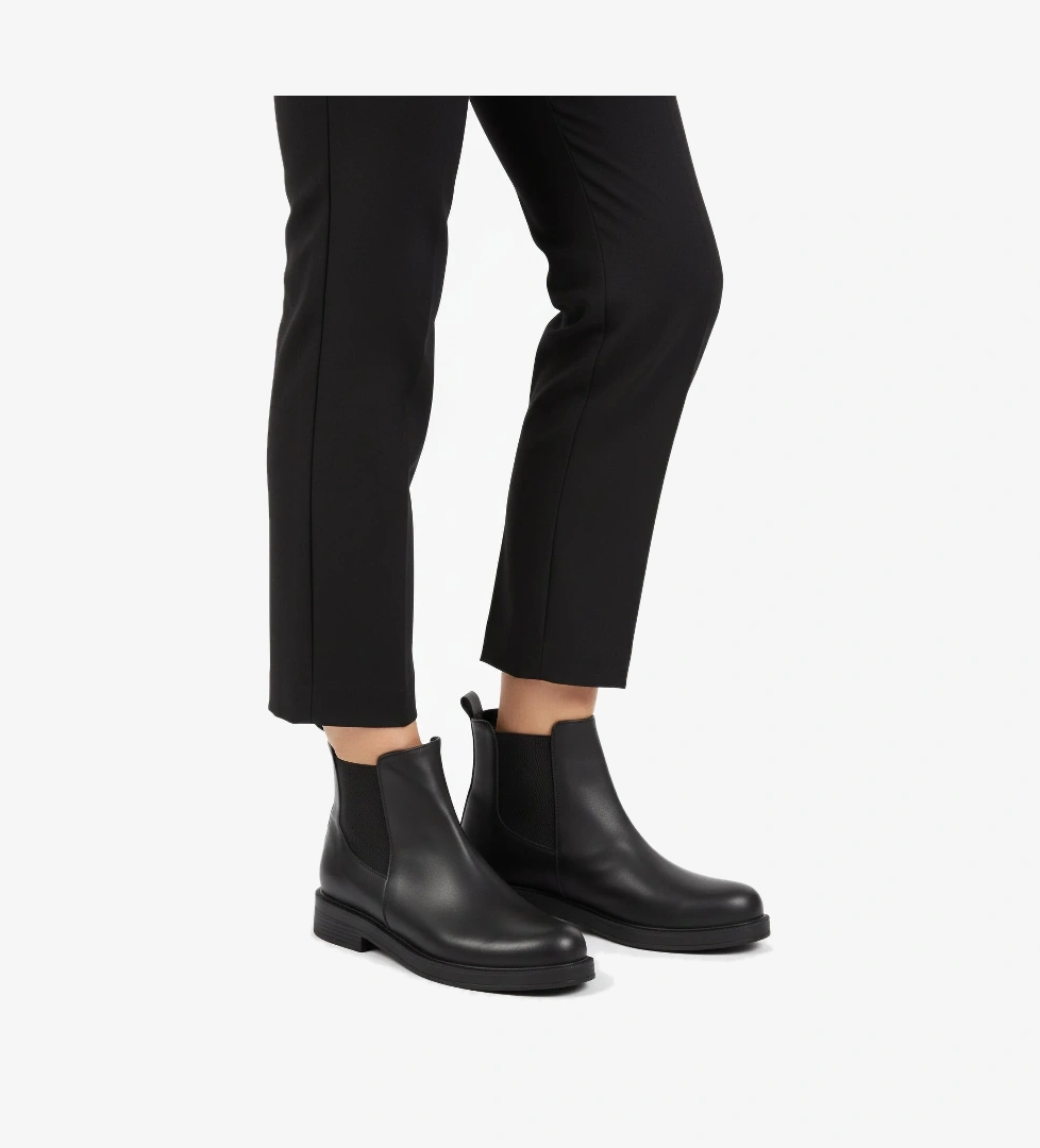 Siyah Cilt Polarlı Kolay Giyilebilir Kaymaz Kadın Chelsea Bot 284097 Z