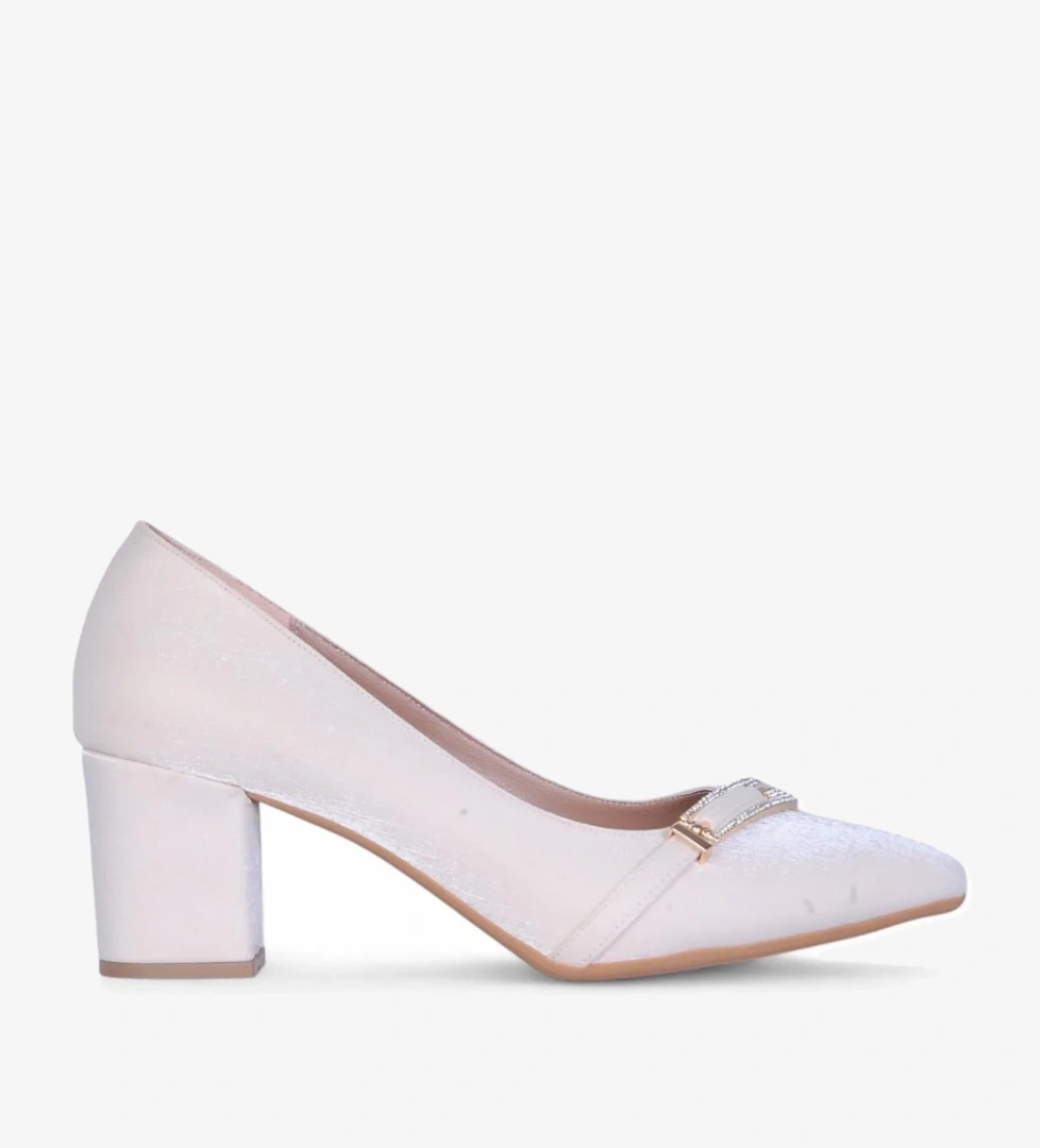 Ayakcenter Nhr3 Krem Saten Kadın 8Cm Topuklu Ayakkabı model görseli