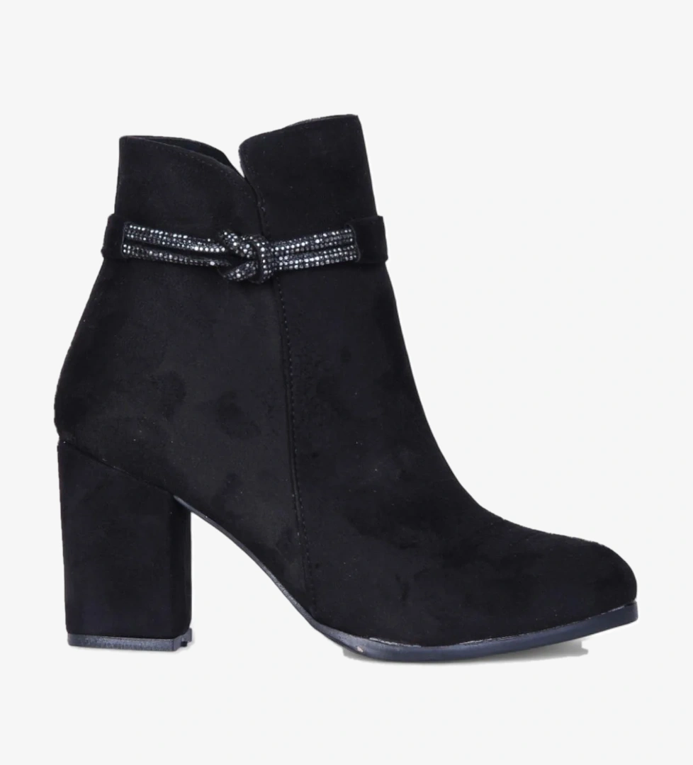 By17 Süet Siyah Ayışığı Kadın 10Cm Topuklu Bot - Görsel 1