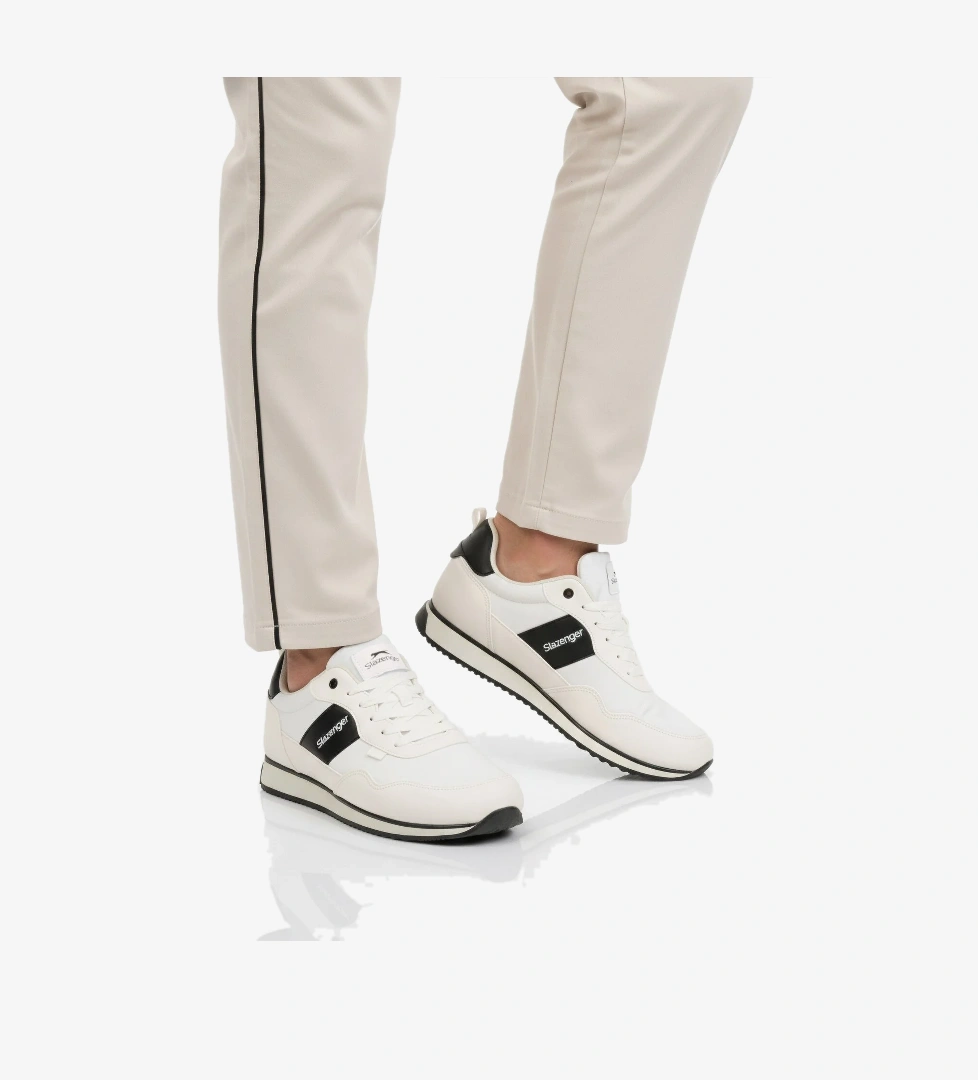 Beyaz Siyah Bağcıklı Cilt Erkek Spor Ayakkabı Offense M