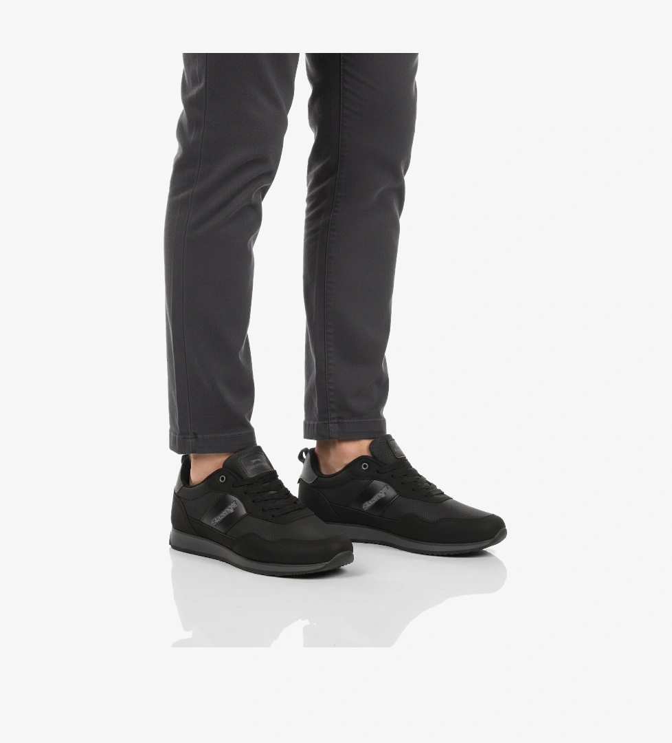 Siyah Füme Bağcıklı Cilt Erkek Spor Ayakkabı Offense M - Görsel 1