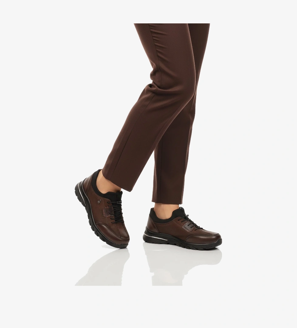 Kahve Nubuk Hakiki Deri Anatomik Kadın Casual Ayakkabı PLV061 Z