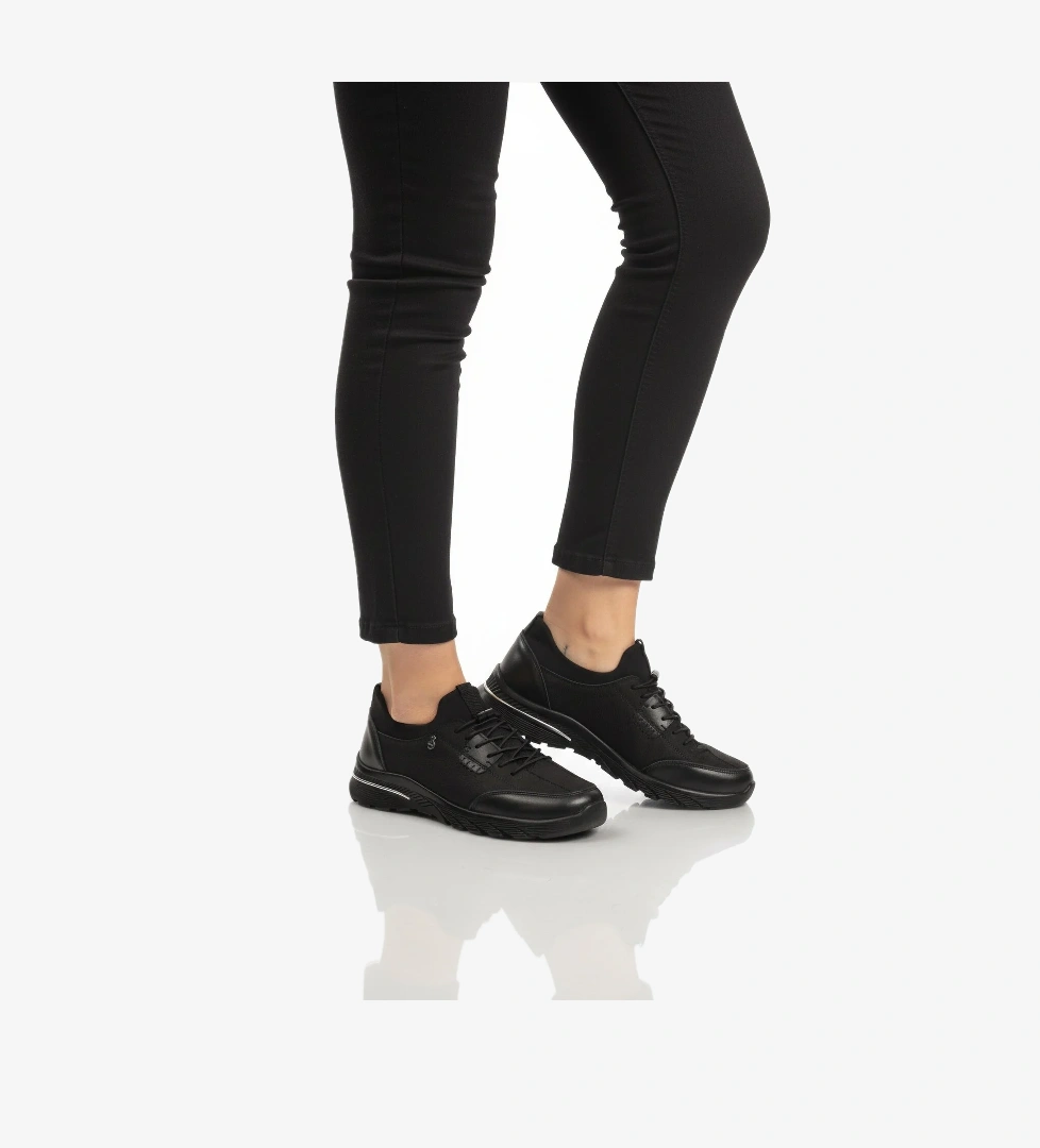 Siyah Nubuk Hakiki Deri Anatomik Kadın Casual Ayakkabı PLV061 Z