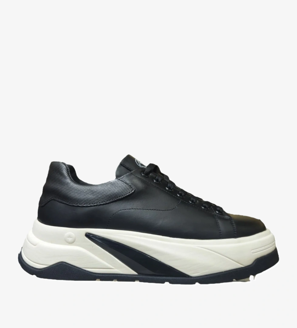 Bağcıklı Hakiki Deri Kalın Düz Taban Erkek Sneaker Ayakkabı 22216 - Görsel 1