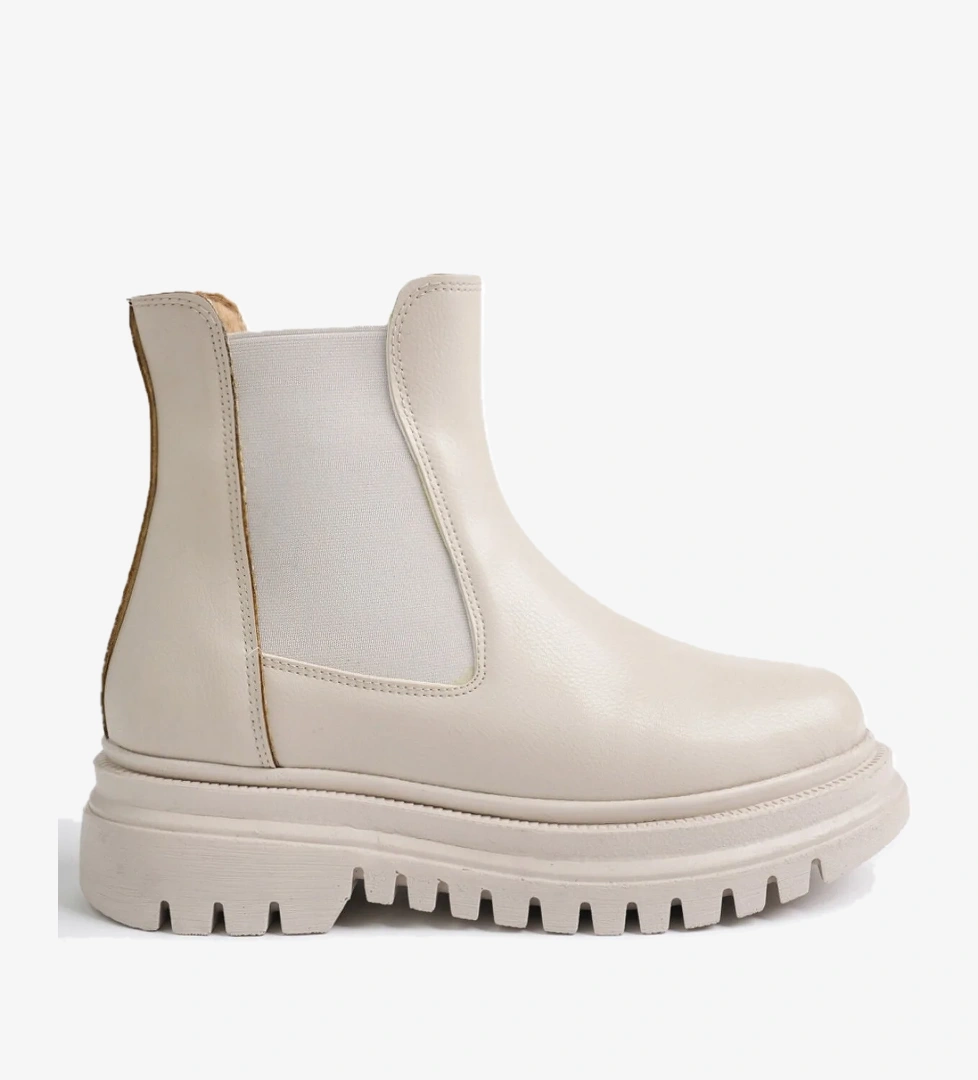 Su Geçirmez İçi Kürklü Yanlar Lastikli Çok Hafif Dikişli Taban Garantili Kışlık Bej - Görsel 1