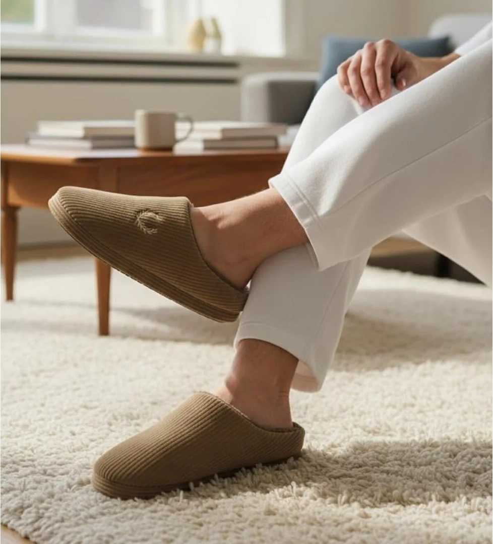 Erkek Ev Terliği Ses Yapmayan Yumuşak Rahat Taban İçi Yünlü Terlik