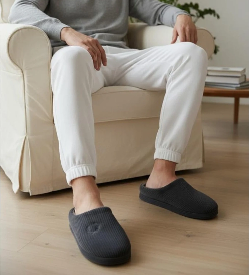 Erkek Ev Terliği Ses Yapmayan Yumuşak Rahat Taban İçi Yünlü Terlik