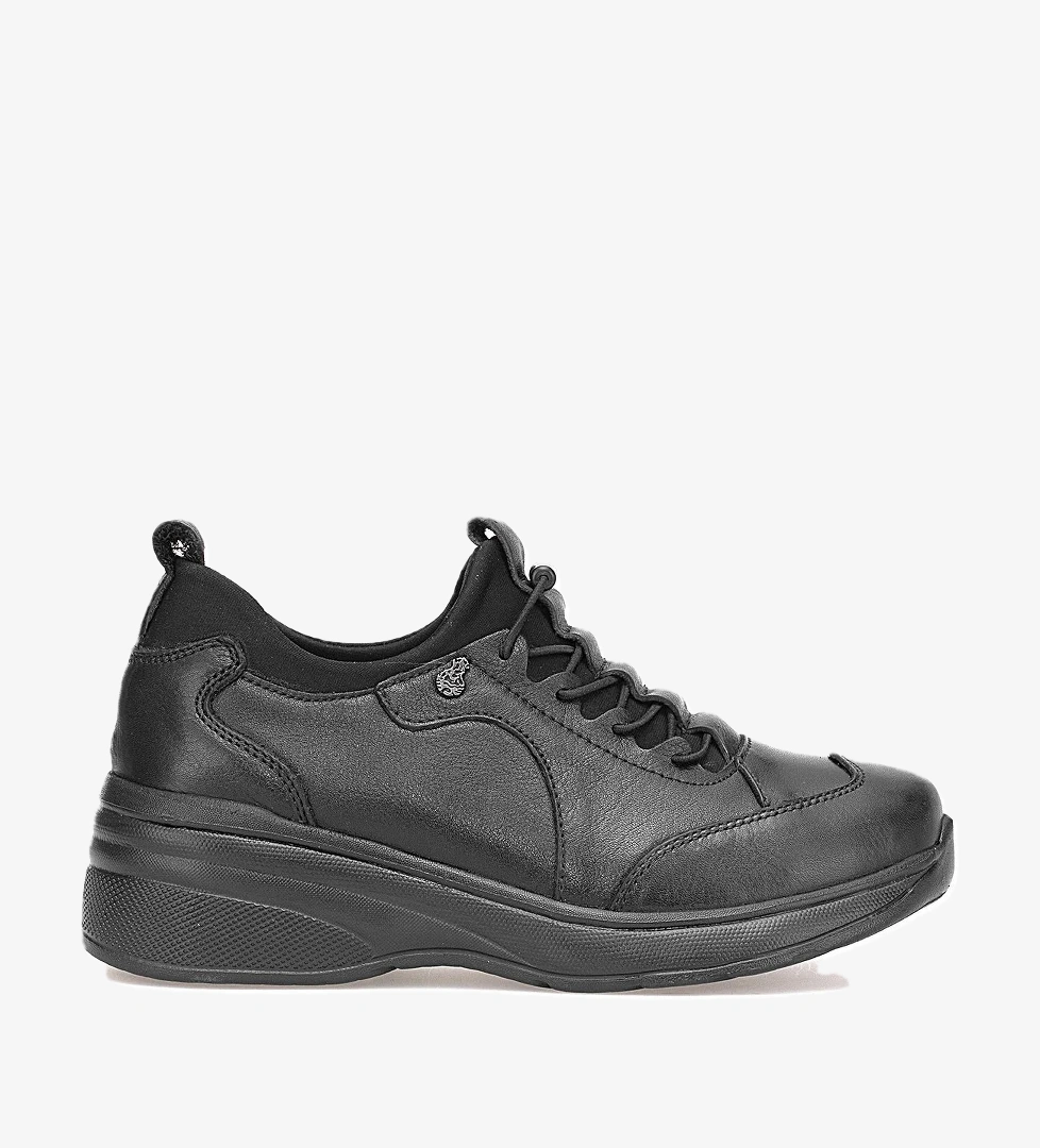 Ayakkabı Fuarı Elit ERLPLV052-D-F Kadın Hakiki Deri Ortopedik Casual Ayakkabı Siyah model görseli