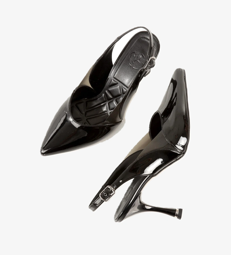 Modabuymuş Suel Siyah Rugan Şeffaf Dekolteli Stiletto İnce Topuklu Abiye Ayakkabı model görseli