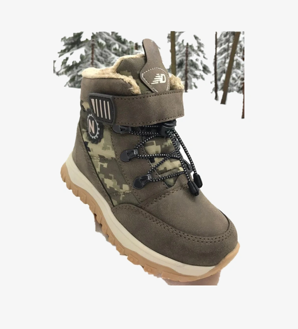 Erkek Çocuk Suya Soğuk Havaya Dayanıklı Cırtlı İçi Kürklü Siyah Kar Botu