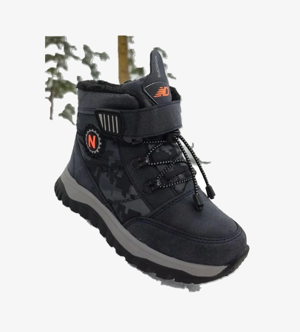 Erkek Çocuk Suya Soğuk Havaya Dayanıklı Cırtlı İçi Kürklü Siyah Kar Botu