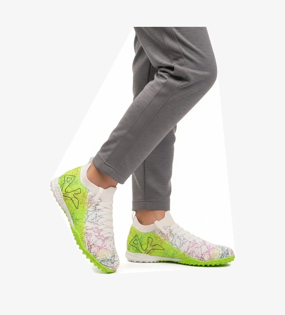 Beyaz Yeşil Bilekten Lastikli Unisex Halı Saha Ayakkabısı GH-252-153 G