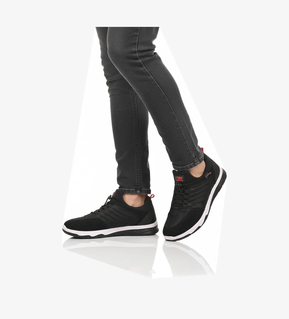 Siyah Kırmızı Elastik Bağcıklı Hafif Esnek Erkek Spor Ayakkabı Dong 2534 M