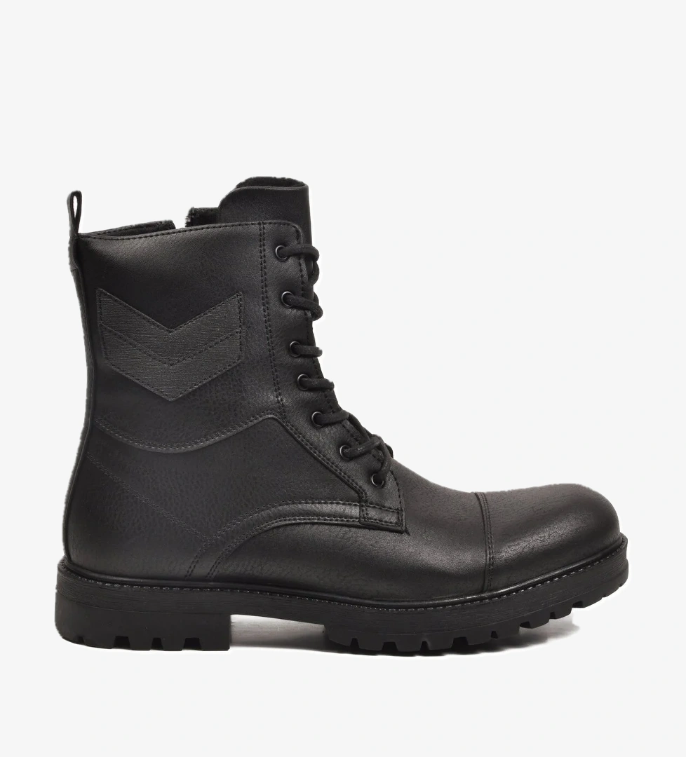 Siyah İçi Polarlı Kaymaz Bağcıklı Fermuarlı Erkek Postal Bot 347 M