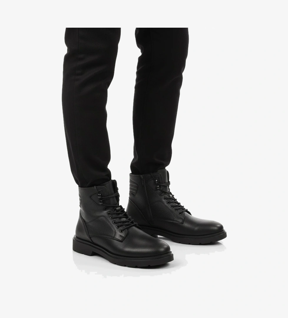 Siyah İçi Polarlı Kaymaz Fermuarlı Bağcıklı Erkek Bot 562 M