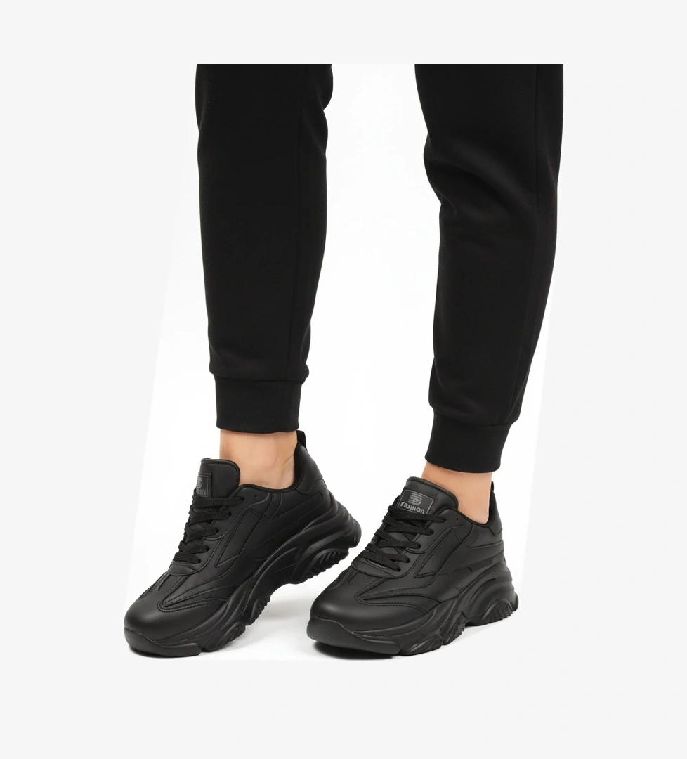 Siyah Bağcıklı Kadın Sneaker DRK171 G