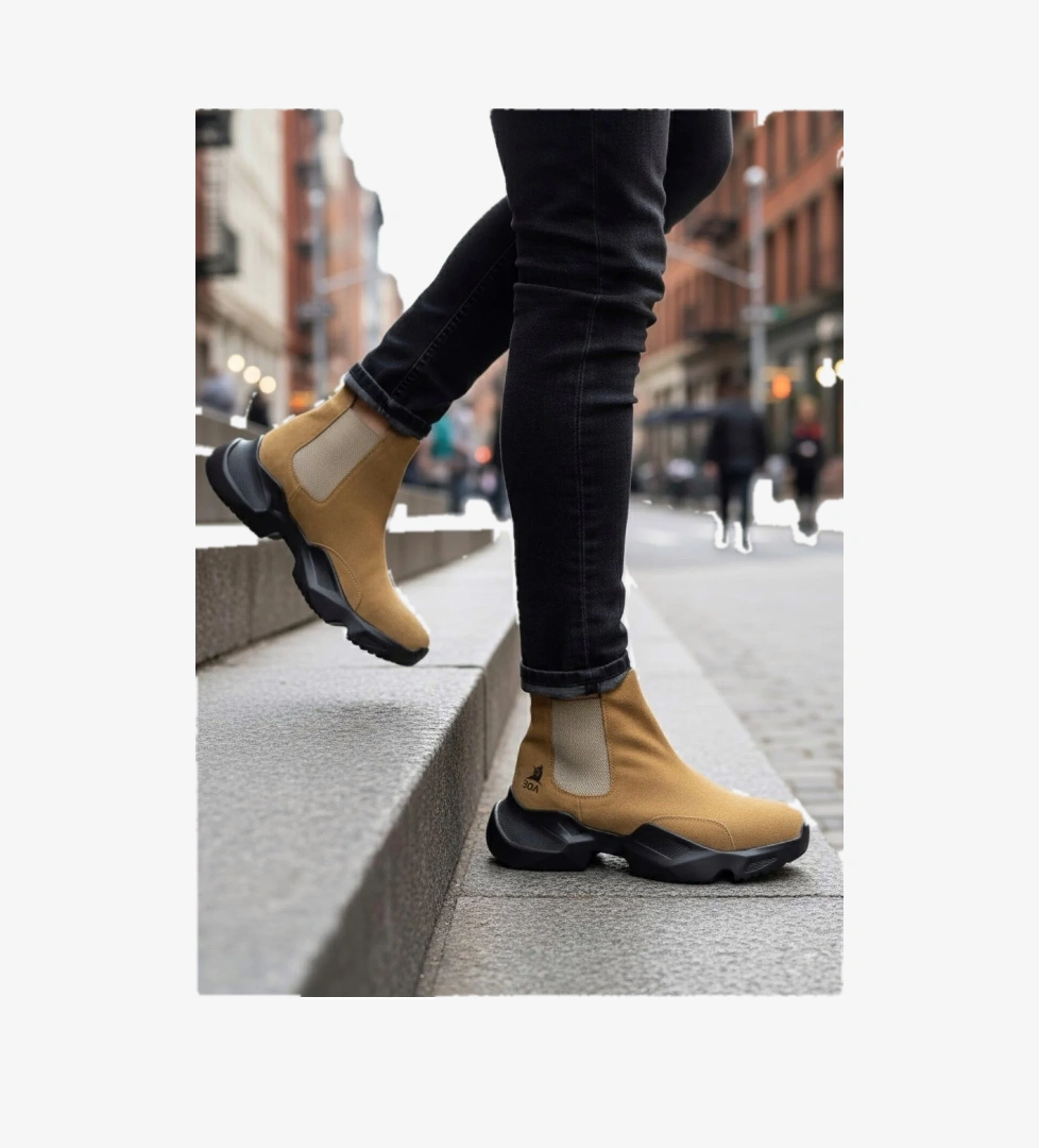 Pabucmarketi Lastikli Erkek Spor Bot CAMEL (SİYAH TABAN) model görseli