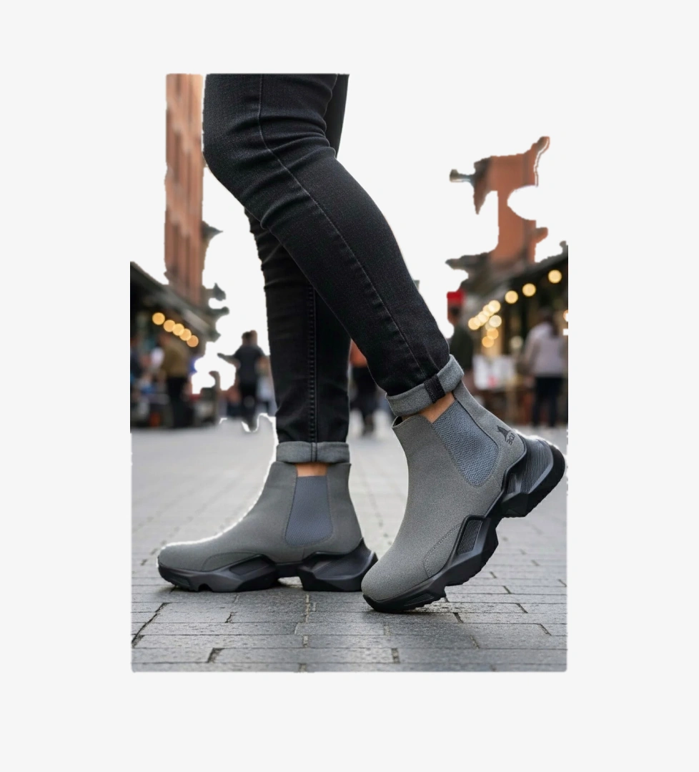 Pabucmarketi Lastikli Erkek Spor Bot FÜME (SİYAH TABAN) model görseli