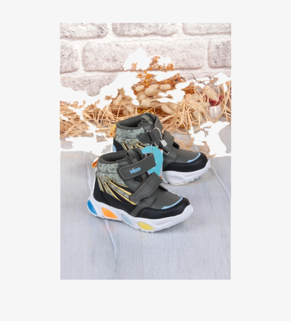 946.B25K.420 David Haki Rahat Hafif Işıklı Erkek Çocuk Bot - Görsel 1