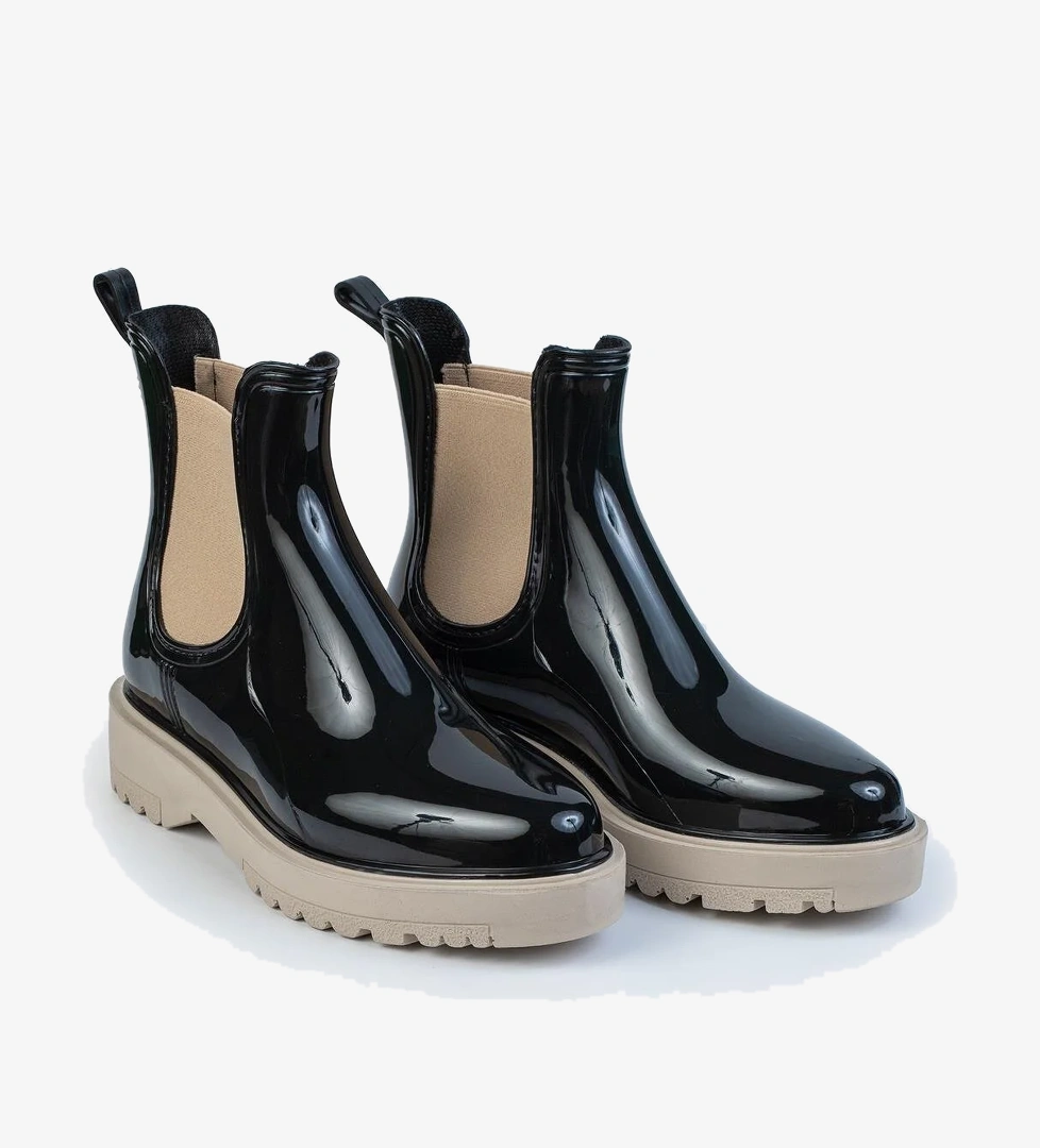 Kadın Parlak Chelsea Yağmur Botu –Kalın Taban Bot