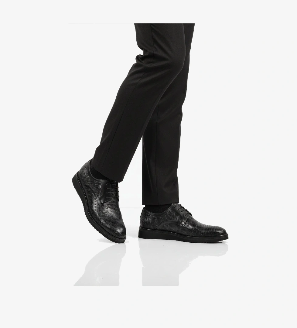 Siyah Hakiki Deri Bağcıklı Erkek Klasik Ayakkabı 3264 M - Görsel 1