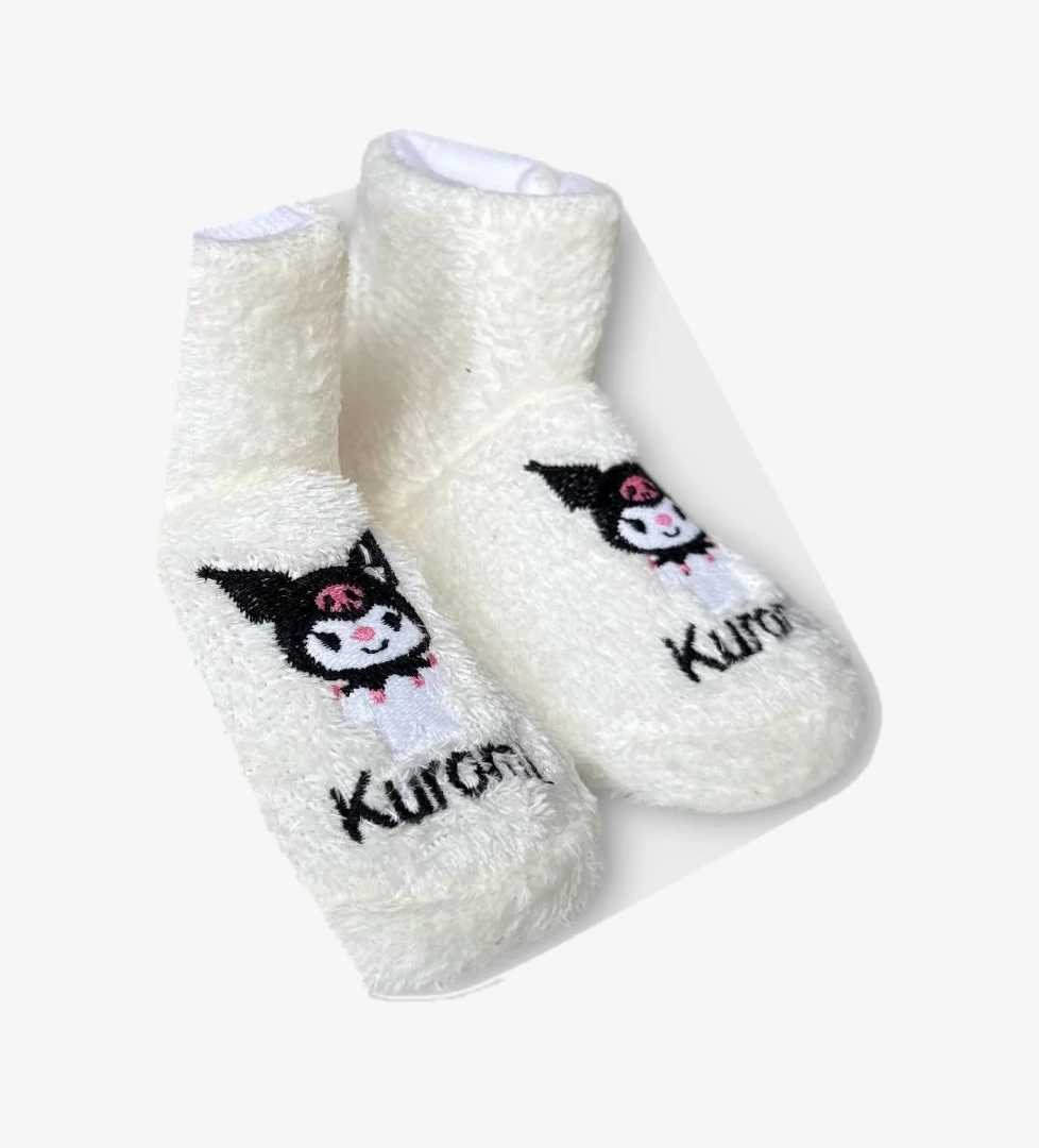 Çocuk Kuromi Nakış Detaylı Panduf BEYAZ