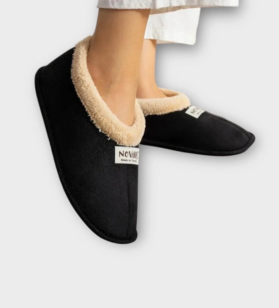 Liger Unisex İçi Yünlü Kışlık Ev Ayakkabısı Panduf SİYAH model görseli