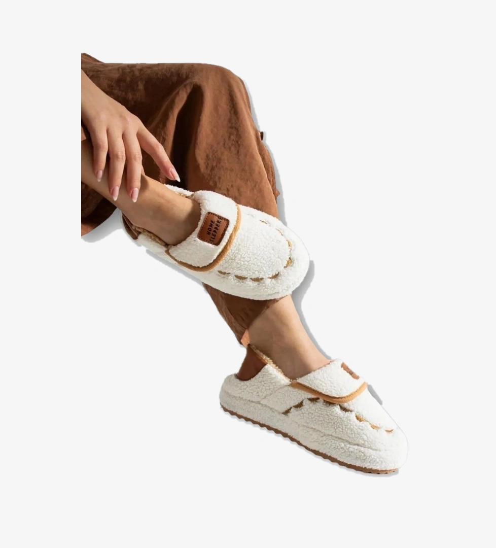 Pofuduk Ses Yapmaz Eva Taban Kadın Panduf BEYAZ