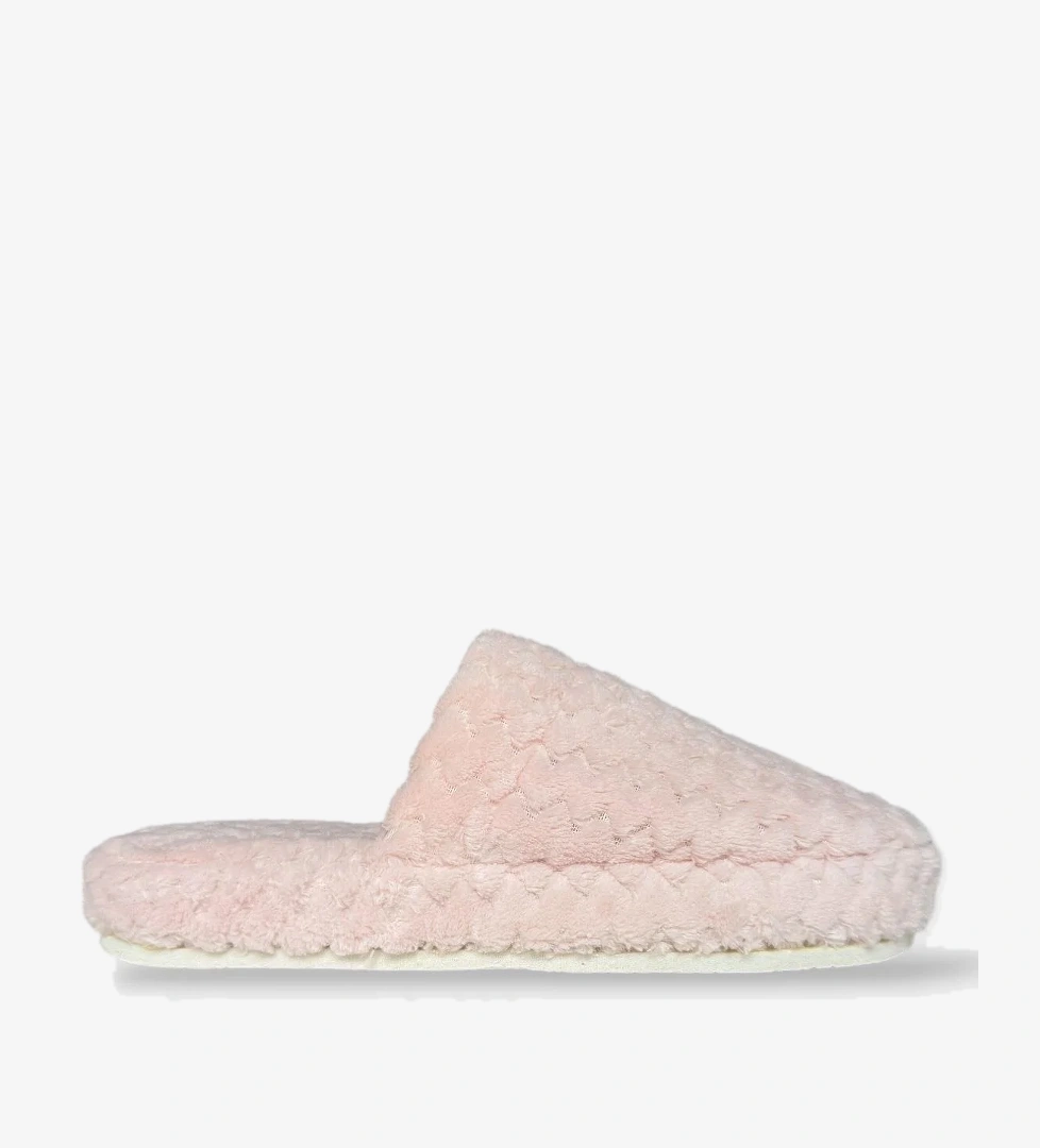 Kadın Zikzak Desen İçi Kürklü Kaymaz Taban Ev Terliği PUDRA - Görsel 1