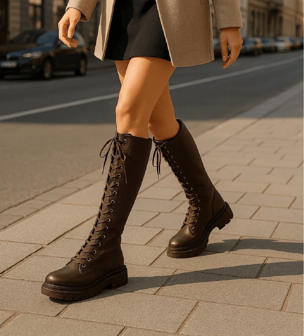 Bany Kahverengi Bağcıklı Yanı Fermuarlı Günlük Kadın Çizme