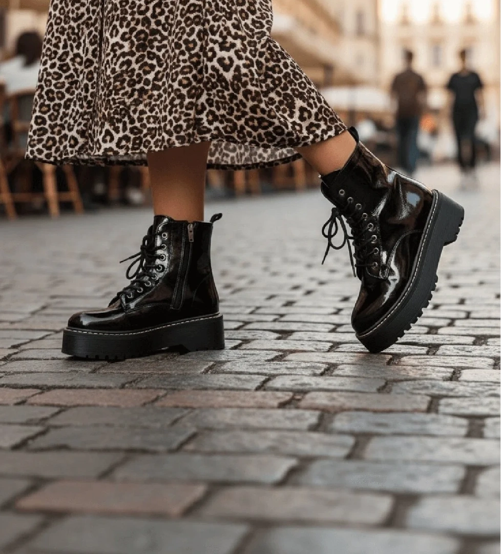 Armoni Siyah Rugan (5 Cm Kalın Tabanlı ) Kadın Günlük Postal - Görsel 1